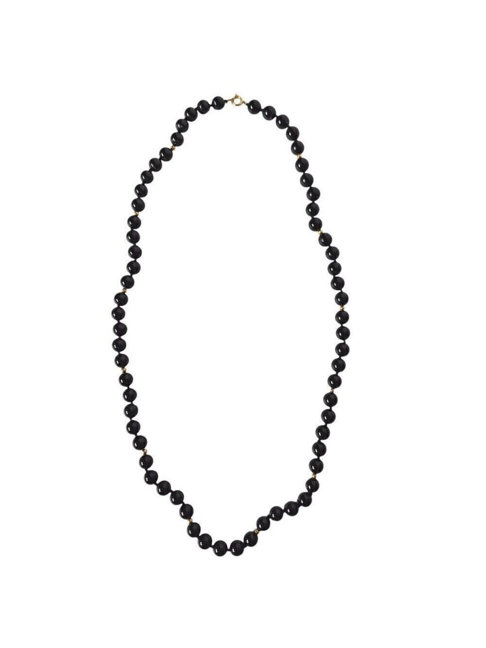 Pearl Onyx Beaded Necklace Costume Jewelry